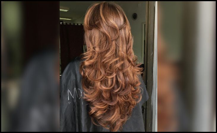 1. Golden Brown Style with Long V-Cut Layers